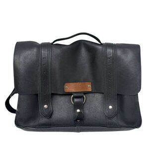 Copper River Bag Large Voyager Laptop Briefcase Black Leather Messenger 17"